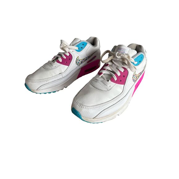Nike Air Max Sneakers Youth 6Y White Pink Teal Polka Dot - Picture 7 of 9